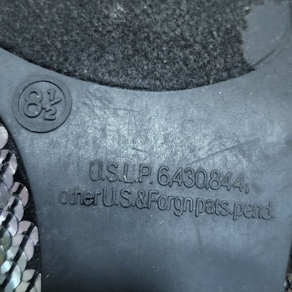 Metaphor Womens Open Toe Heel Shoes Size 8.5 Black Silver Sequins - Picture 8 of 12